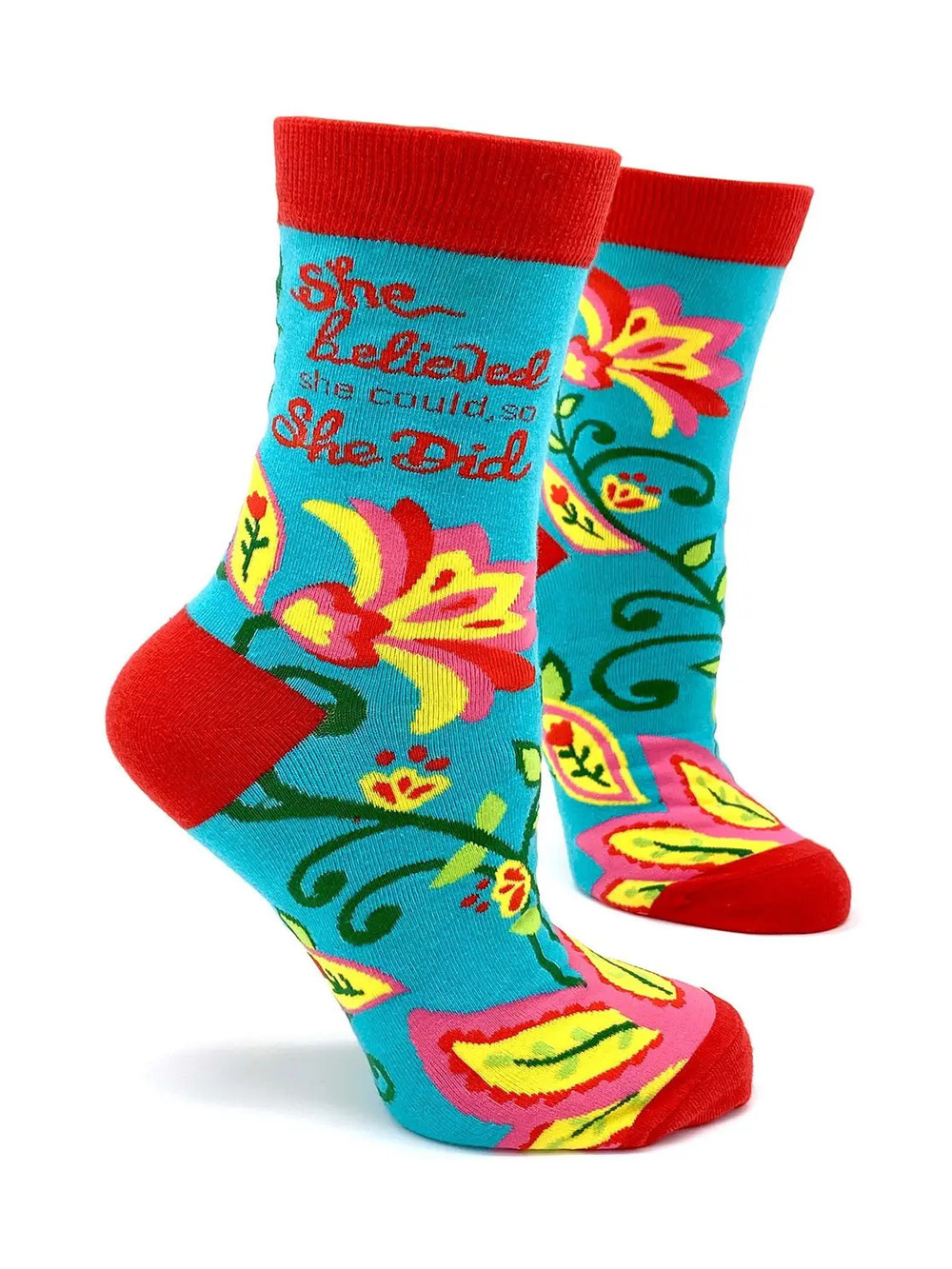 FD2 | Fabdaz Women's Novelty Crew Socks | She Believed She Could | Size 5-10